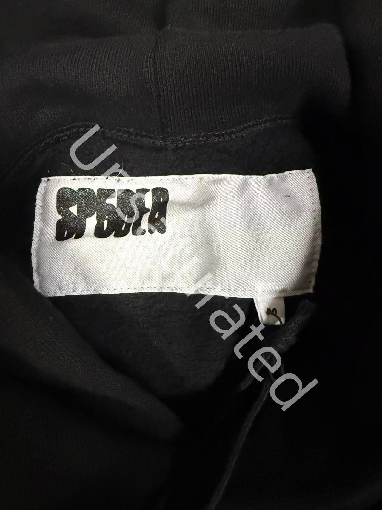 Sp5der Rhinestone Beluga Hoodie in black.